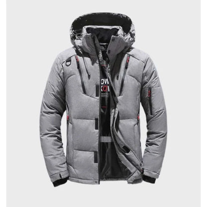 Jacket Men - Hooded Puffer with Padded Insulation and Zip Pockets