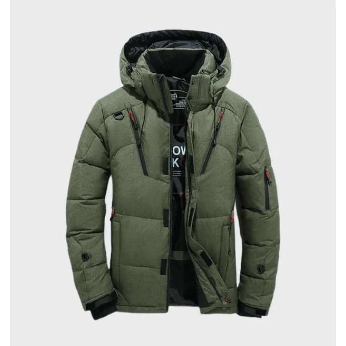 Jacket Men - Hooded Puffer with Padded Insulation and Zip Pockets