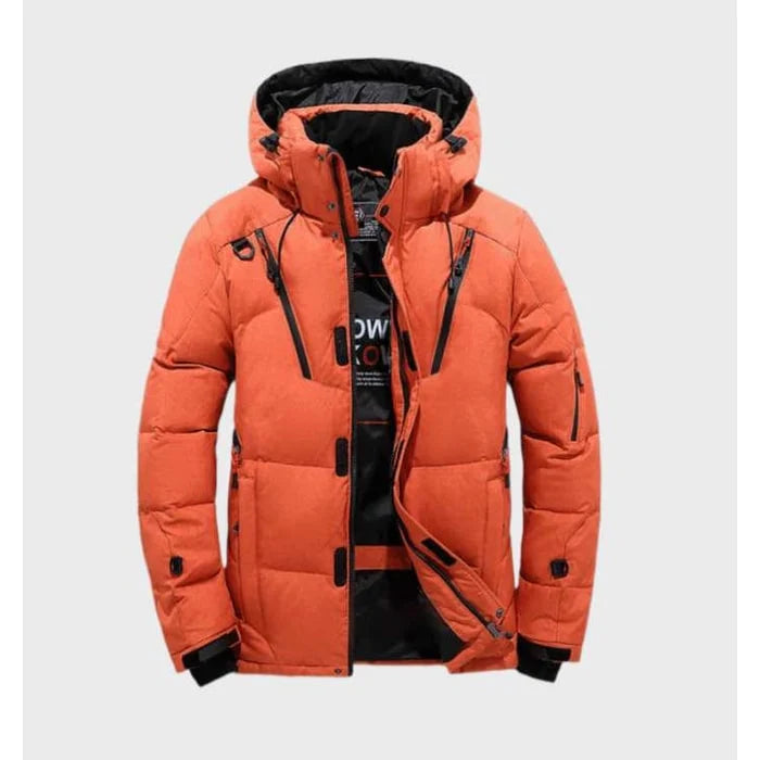 Jacket Men - Hooded Puffer with Padded Insulation and Zip Pockets