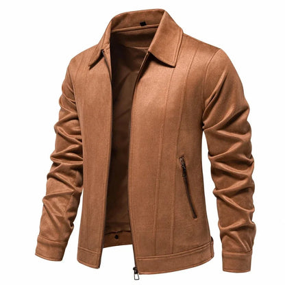 Jacket Men - Suede-Look Polyester Zip Jacket with Side Pockets