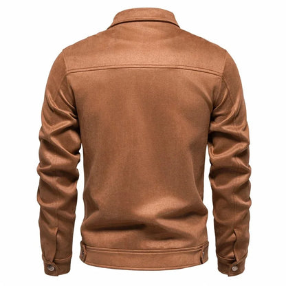 Jacket Men - Suede-Look Polyester Zip Jacket with Side Pockets