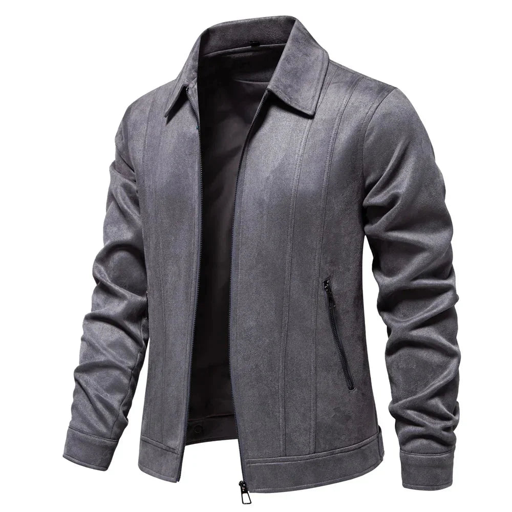 Jacket Men - Suede-Look Polyester Zip Jacket with Side Pockets