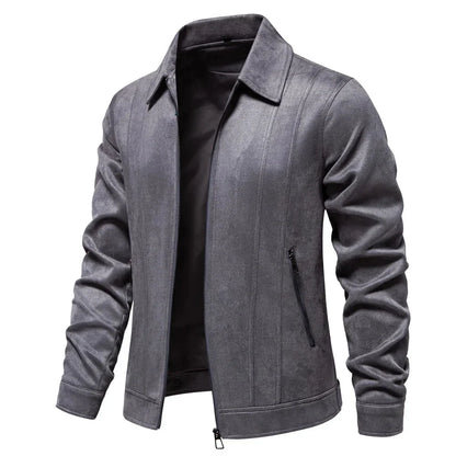 Jacket Men - Suede-Look Polyester Zip Jacket with Side Pockets