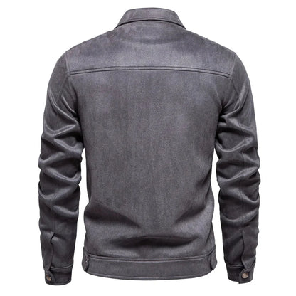 Jacket Men - Suede-Look Polyester Zip Jacket with Side Pockets