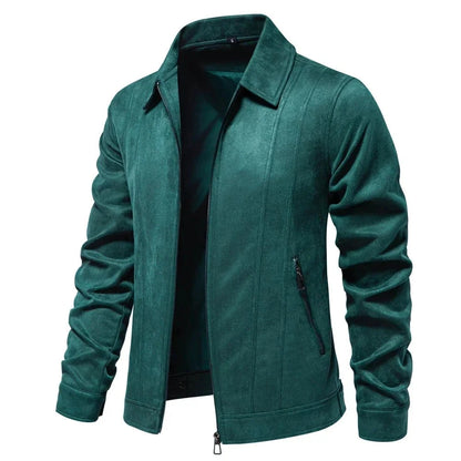 Jacket Men - Suede-Look Polyester Zip Jacket with Side Pockets