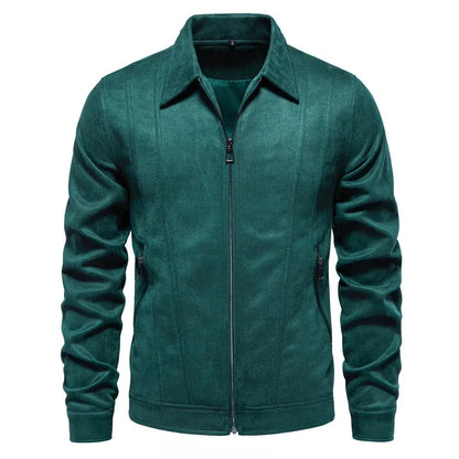 Jacket Men - Suede-Look Polyester Zip Jacket with Side Pockets