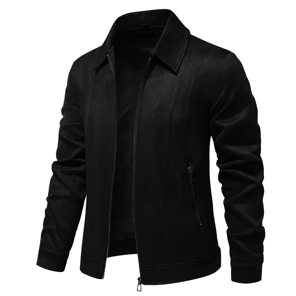 Jacket Men - Suede-Look Polyester Zip Jacket with Side Pockets