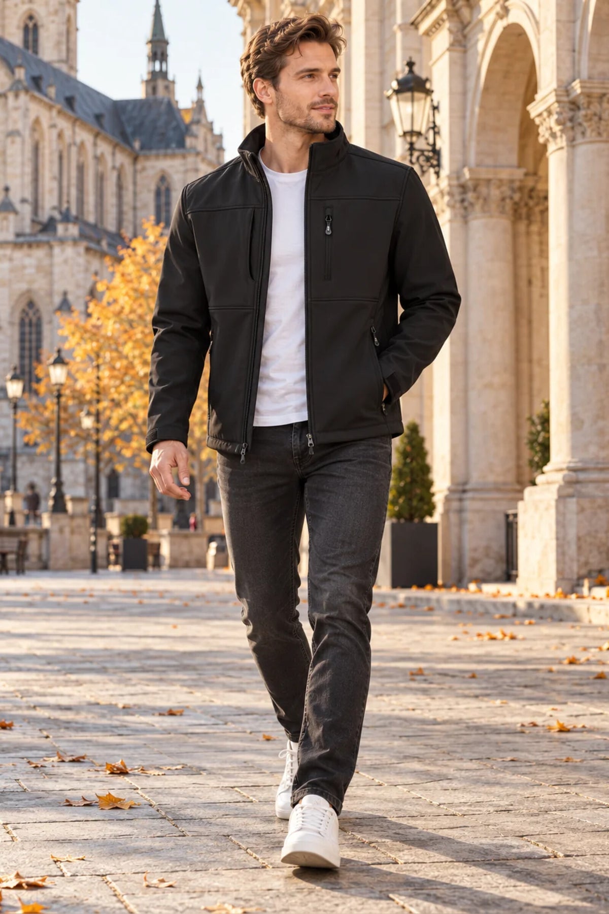 Jacket Men - Three-Layer Softshell Windproof Design