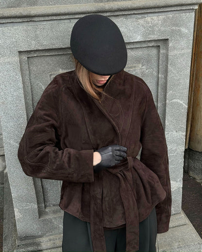 Jacket Women - Belted Button Front Jacket with Pointed Collar