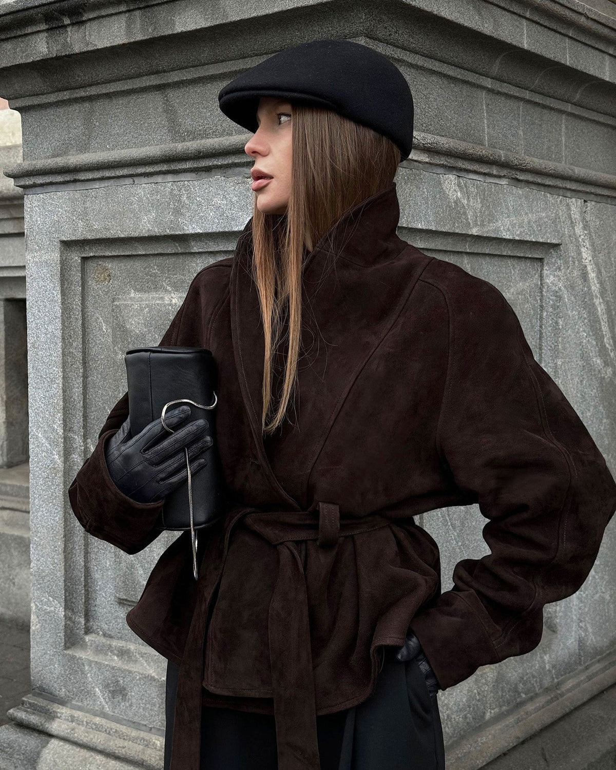 Jacket Women - Belted Button Front Jacket with Pointed Collar