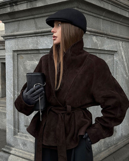 Jacket Women - Belted Button Front Jacket with Pointed Collar