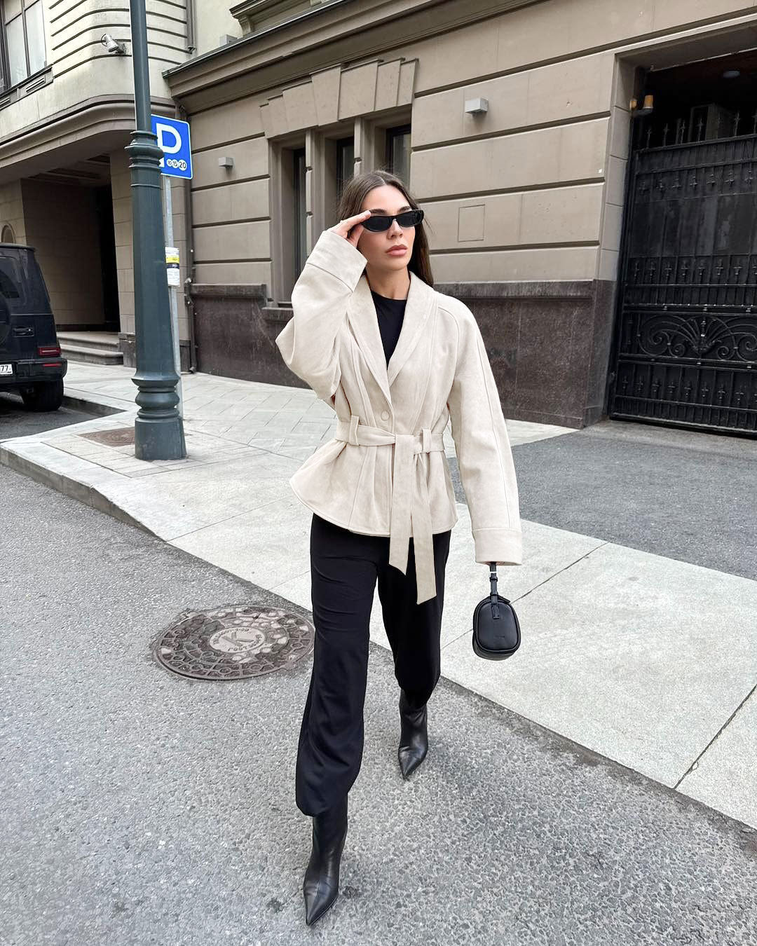 Jacket Women - Belted Button Front Jacket with Pointed Collar
