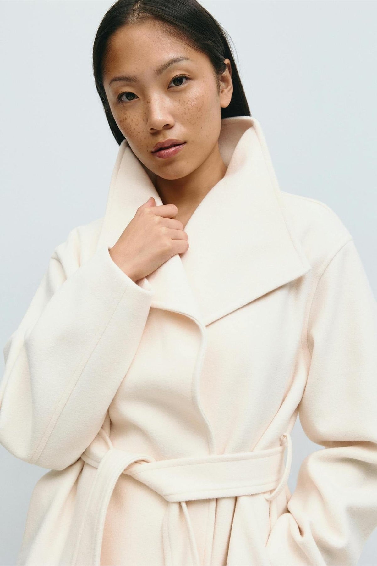 Jacket Women - Belted Wrap Jacket with High Collar