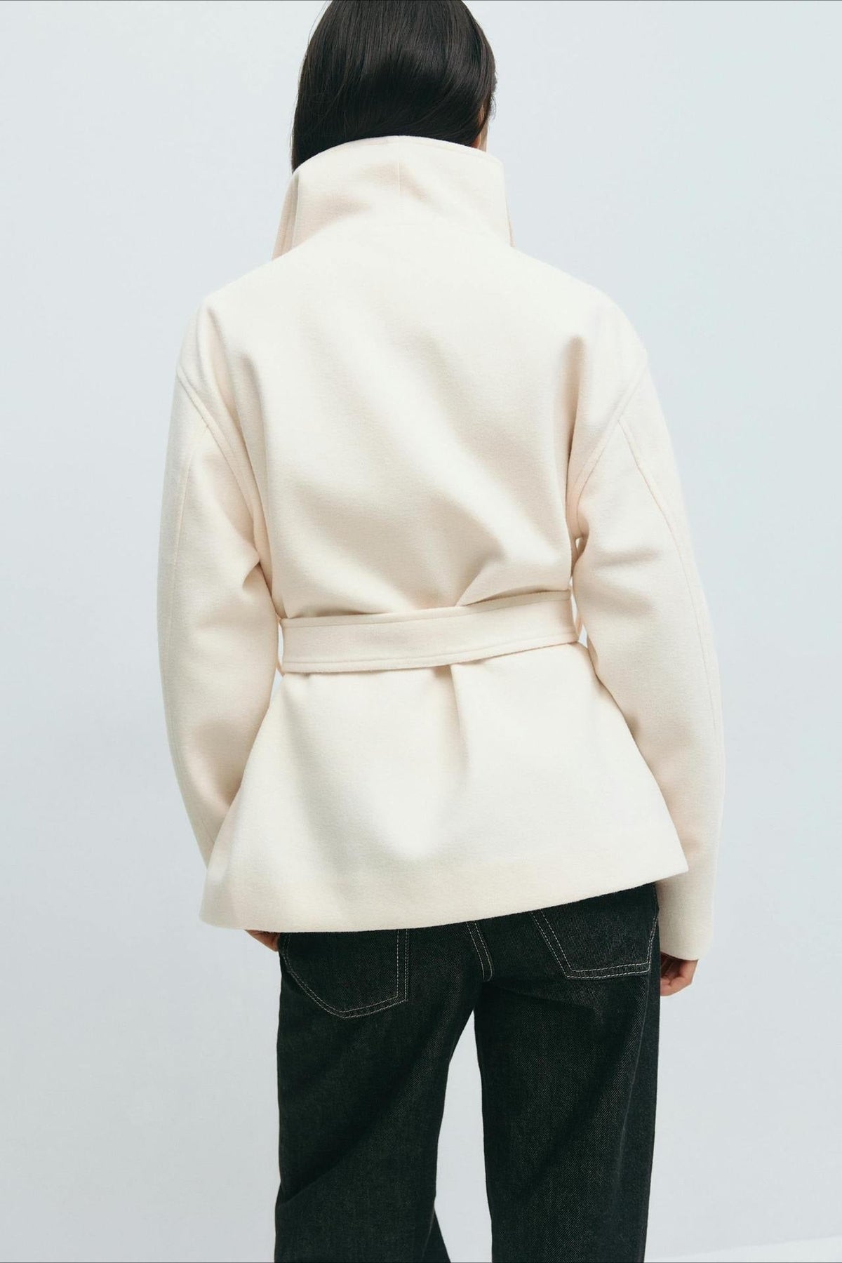 Jacket Women - Belted Wrap Jacket with High Collar