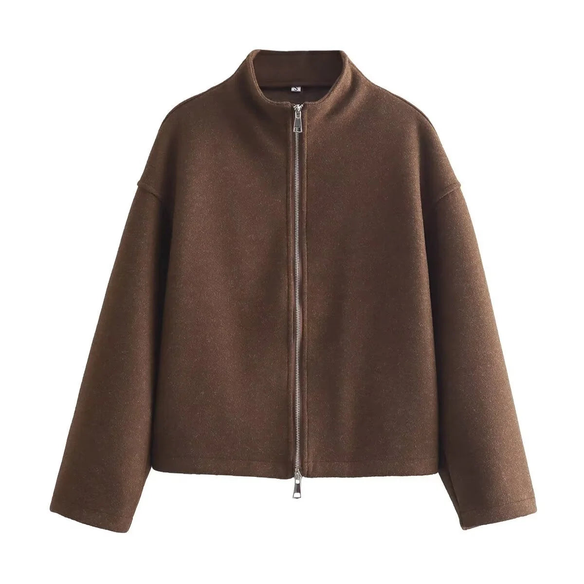 Jacket Women - Cropped Zip-Front with Wide Collar