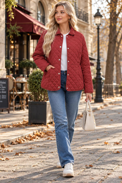 Jacket Women - Diamond Quilted with High Collar