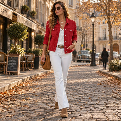 Jacket Women - Fitted Denim with Button Closure