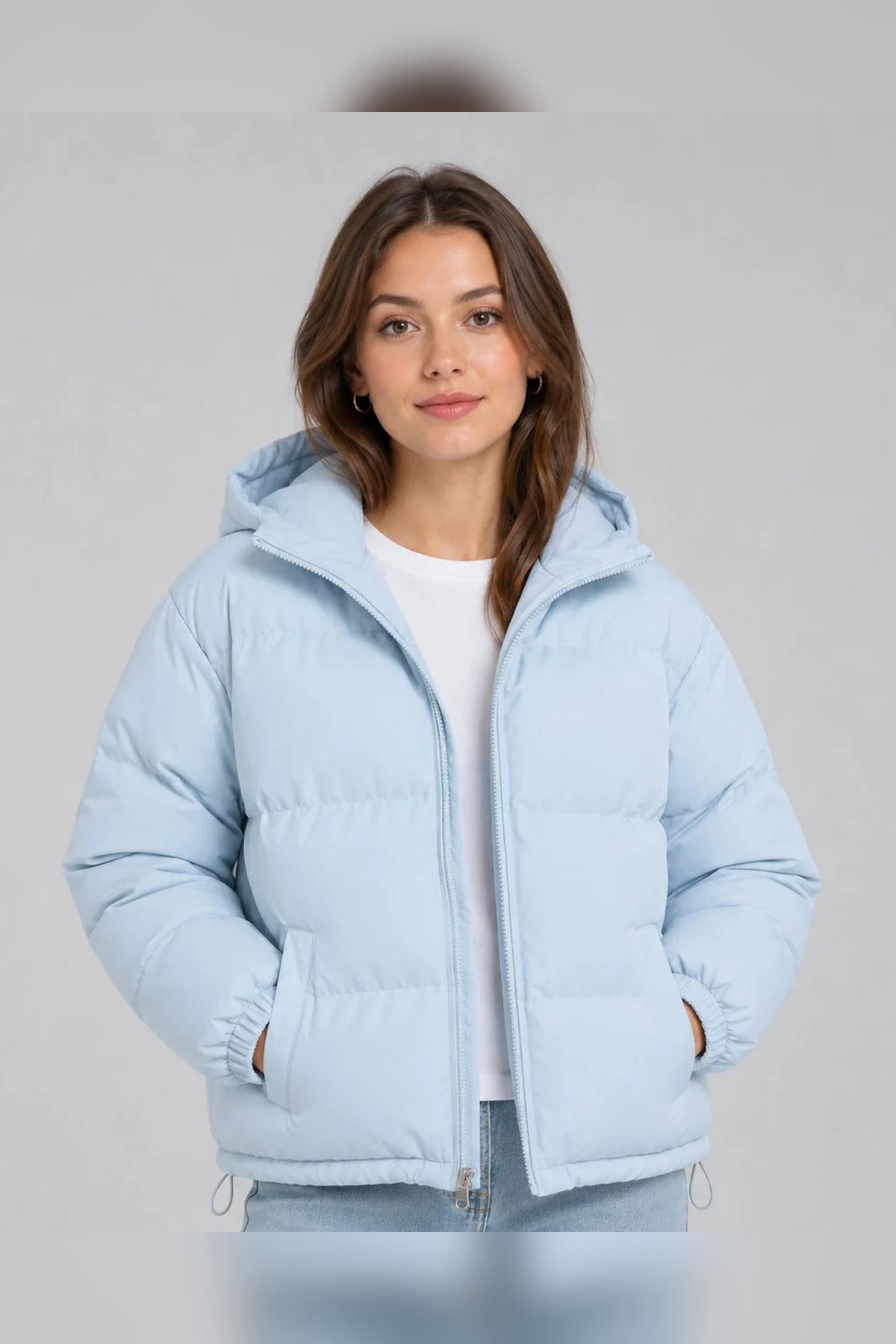 Jacket Women - Hooded Puffer Jacket with Quilted Panels