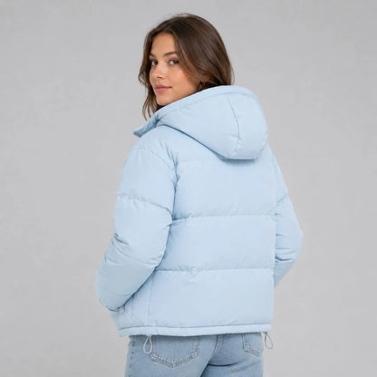 Jacket Women - Hooded Puffer Jacket with Quilted Panels