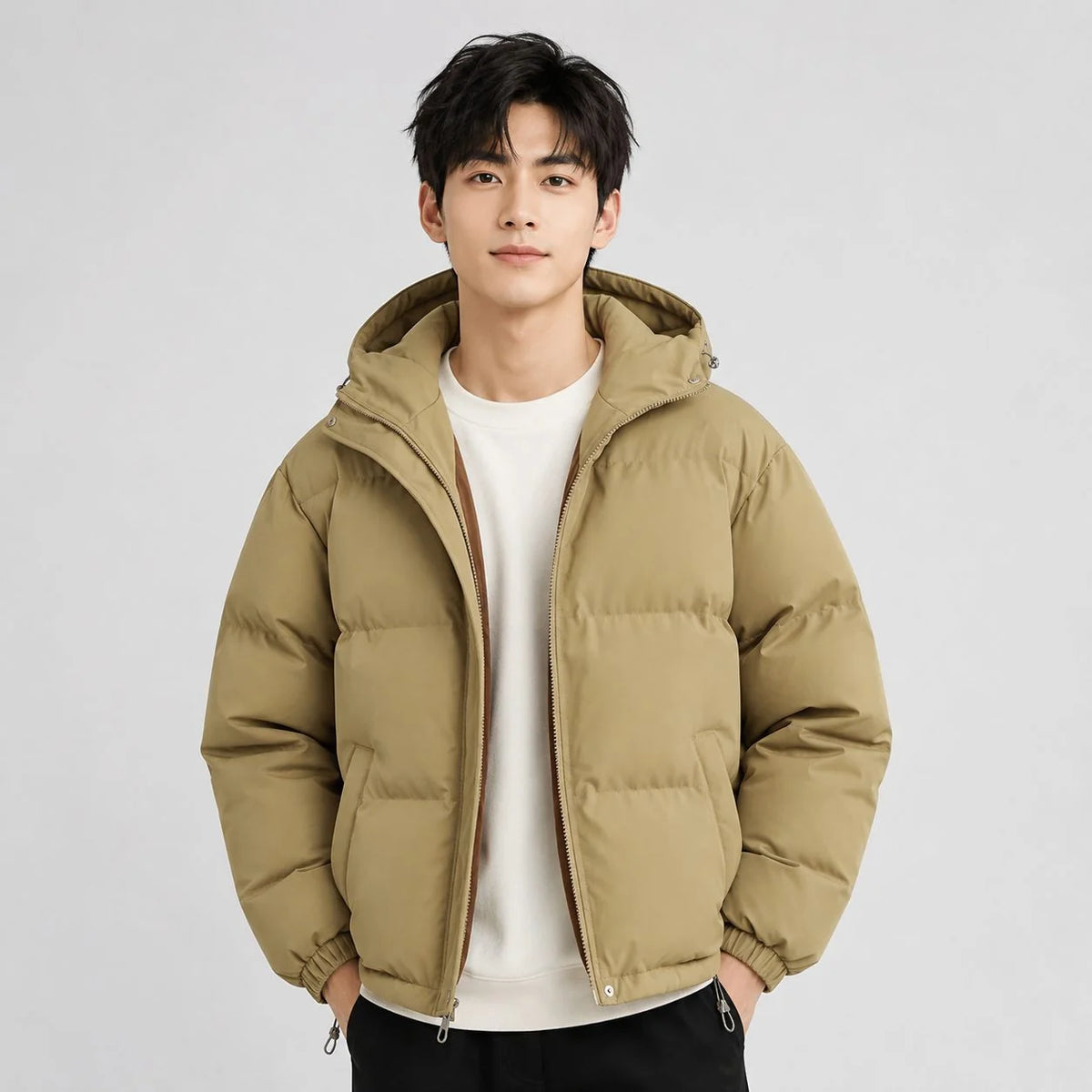 Jacket Women - Hooded Puffer Jacket with Quilted Panels