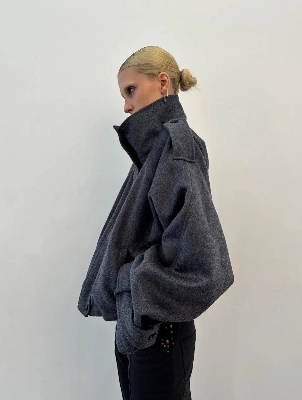 Jacket Women - Oversized Batwing Jacket with Button Front