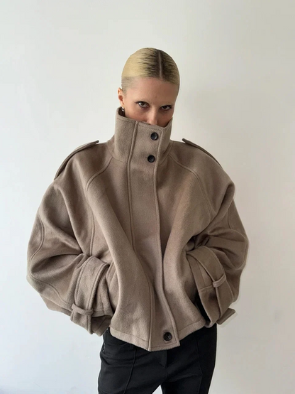 Jacket Women - Oversized Batwing Jacket with Button Front