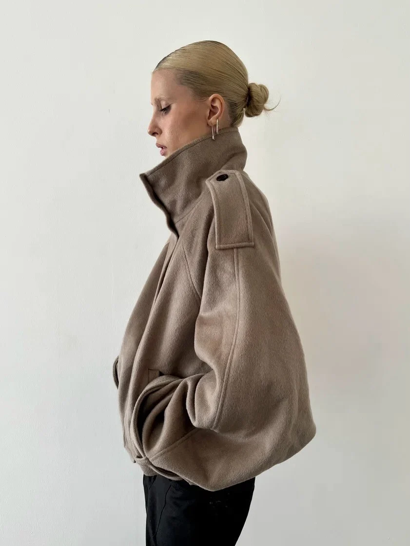 Jacket Women - Oversized Batwing Jacket with Button Front