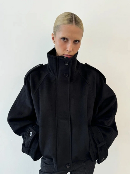 Jacket Women - Oversized Batwing Jacket with Button Front