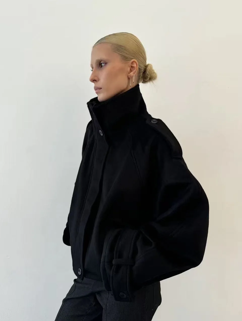 Jacket Women - Oversized Batwing Jacket with Button Front