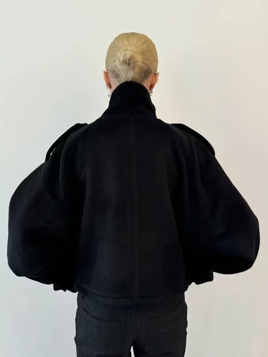 Jacket Women - Oversized Batwing Jacket with Button Front