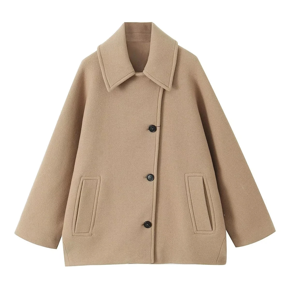 Jacket Women - Oversized Cocoon Jacket with Notched Lapels