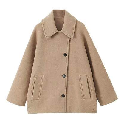 Jacket Women - Oversized Cocoon Jacket with Notched Lapels