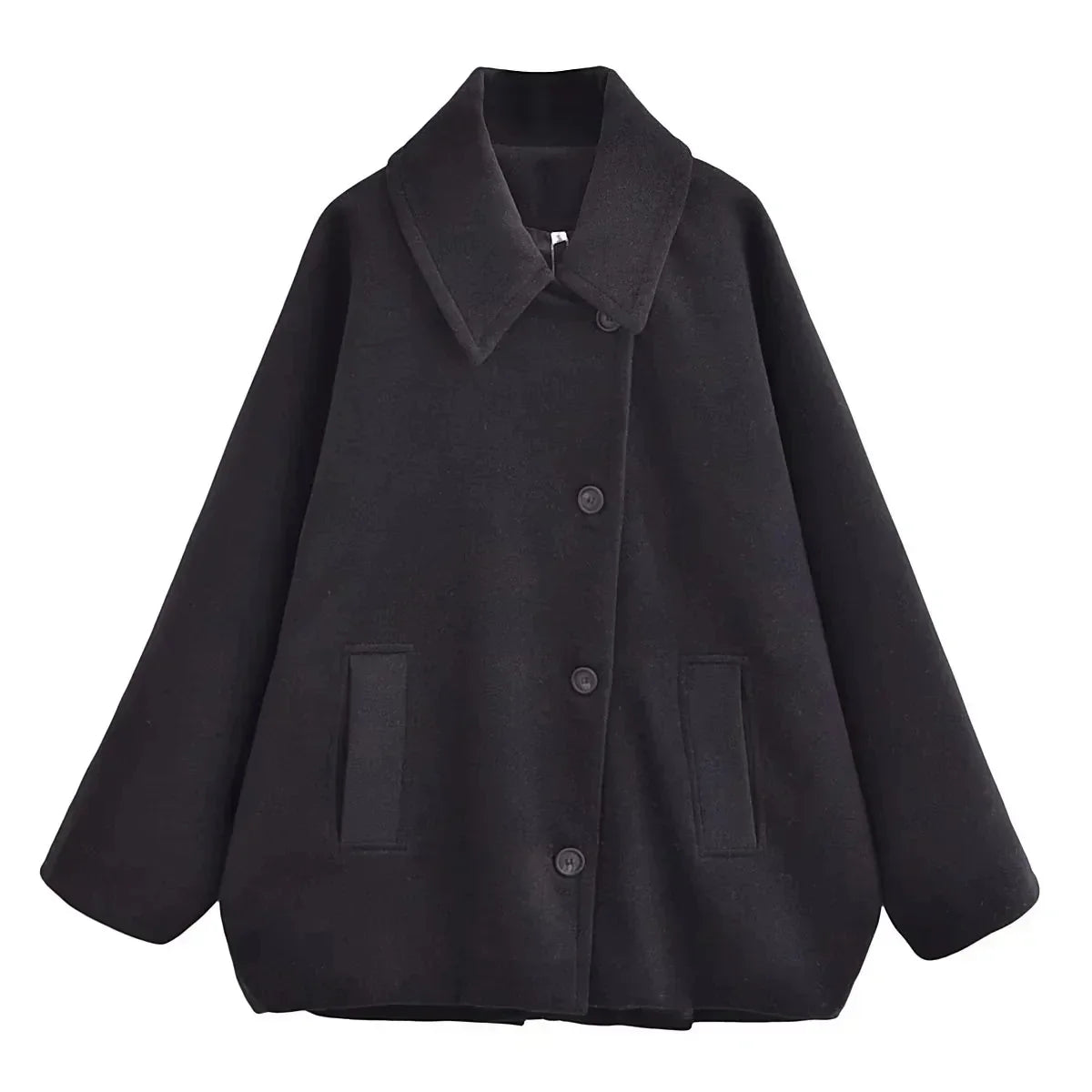 Jacket Women - Oversized Cocoon Jacket with Notched Lapels
