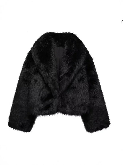 Jacket Women - Oversized Faux Fur with Shawl Collar