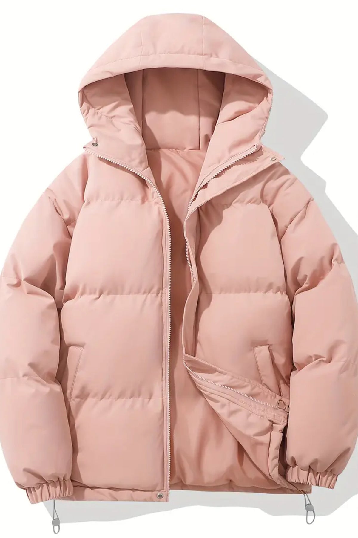 Jacket Women - Quilted Puffer with Stand Collar and Relaxed Fit