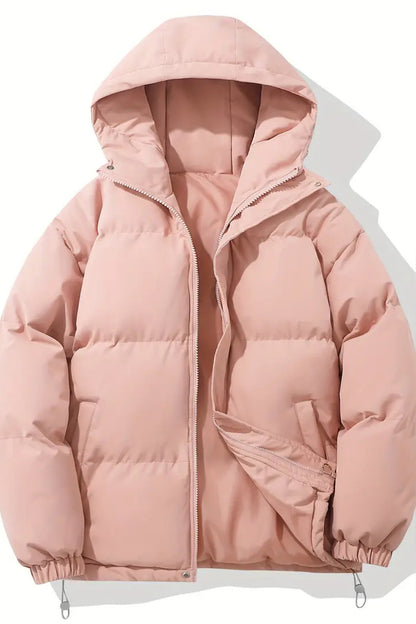 Jacket Women - Quilted Puffer with Stand Collar and Relaxed Fit
