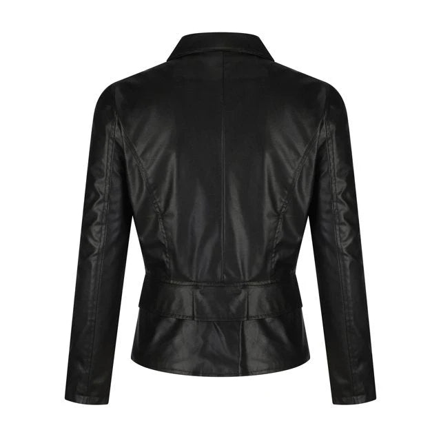 Jacket Women - Quilted Sleeve Biker with Asymmetric Zip Front