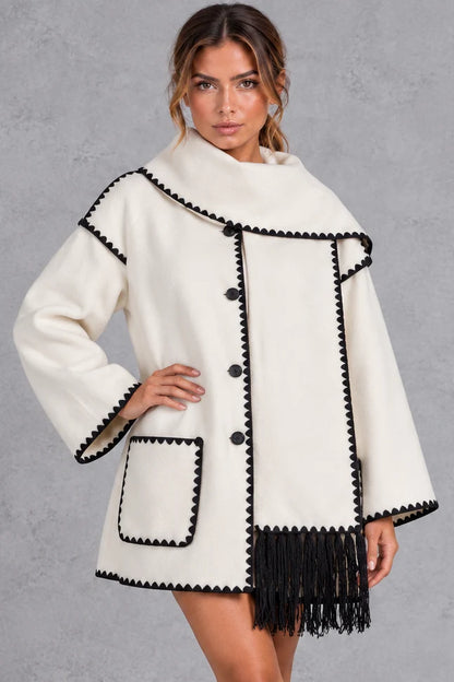 Jacket Women - Scarf Collar with Blanket Stitch