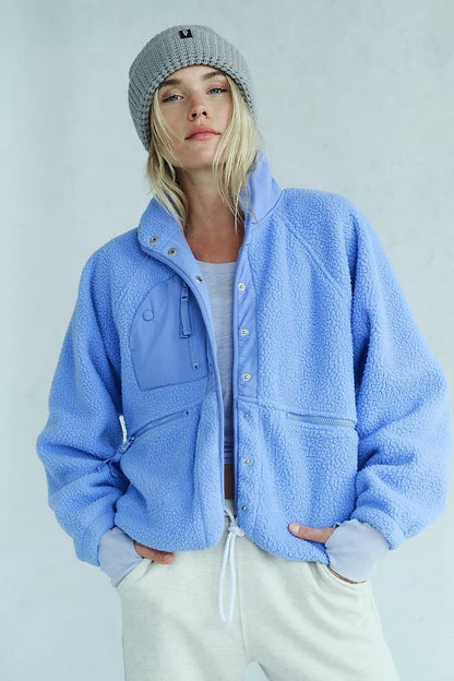 Jacket Women - Sherpa Utility Jacket with Zip Pockets