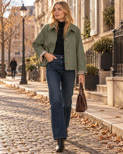 Jacket Women - Short Jacket with Checked Lining