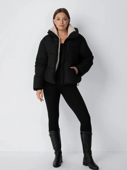 Jacket Women - Short Puffer with Removable Hood