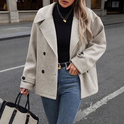 Jacket Women - Wool Blend Relaxed Fit Button Front