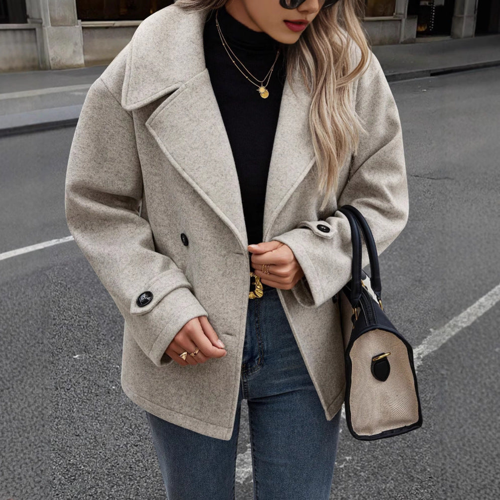 Jacket Women - Wool Blend Relaxed Fit Button Front