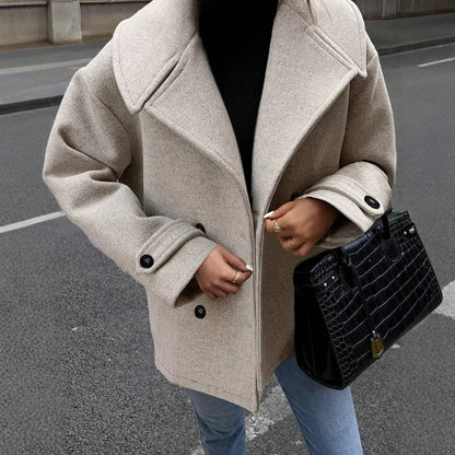 Jacket Women - Wool Blend Relaxed Fit Button Front