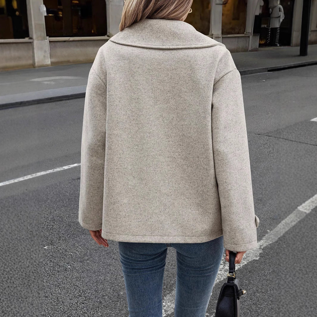 Jacket Women - Wool Blend Relaxed Fit Button Front