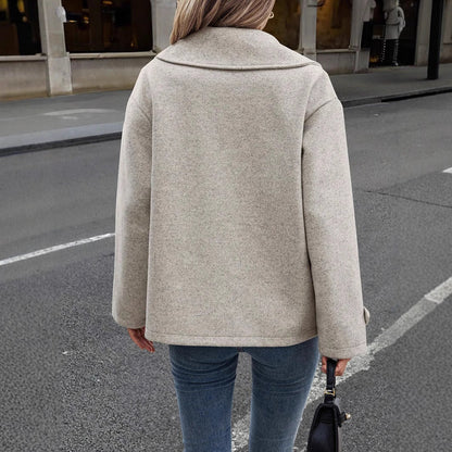 Jacket Women - Wool Blend Relaxed Fit Button Front