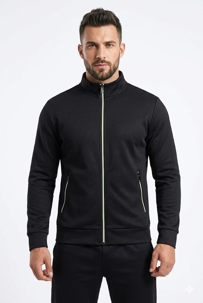 Jacket Men - Warm Colour Block Sweater Jacket with Zip Detail