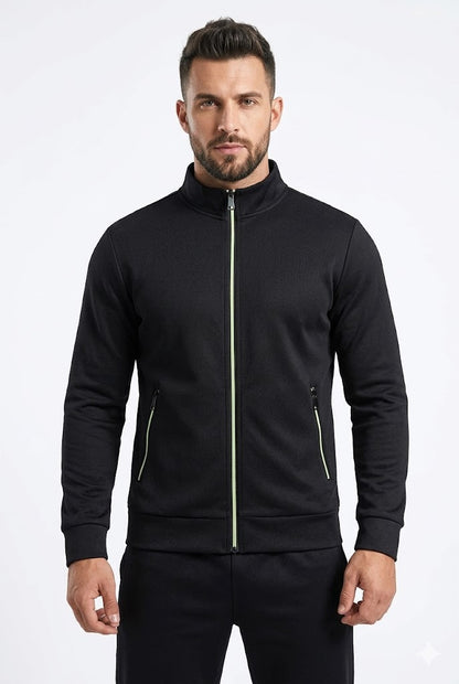 Jacket Men - Warm Colour Block Sweater Jacket with Zip Detail