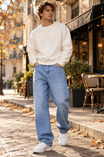Jeans Men - Baggy Relaxed Fit Denim with Wide Legs