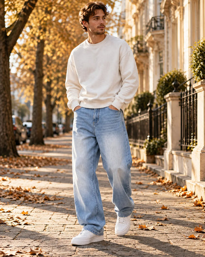 Jeans Men - Baggy Relaxed Fit Denim with Wide Legs